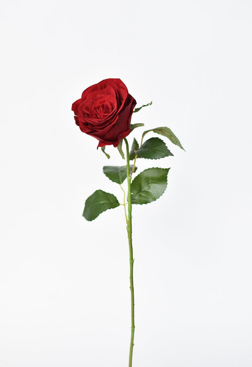 22" Faux Red Velvet Rose Stem