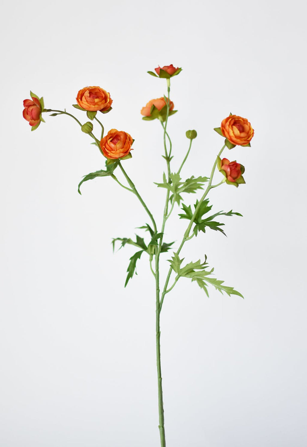 22" Faux Mini Orange Ranunculus Stem