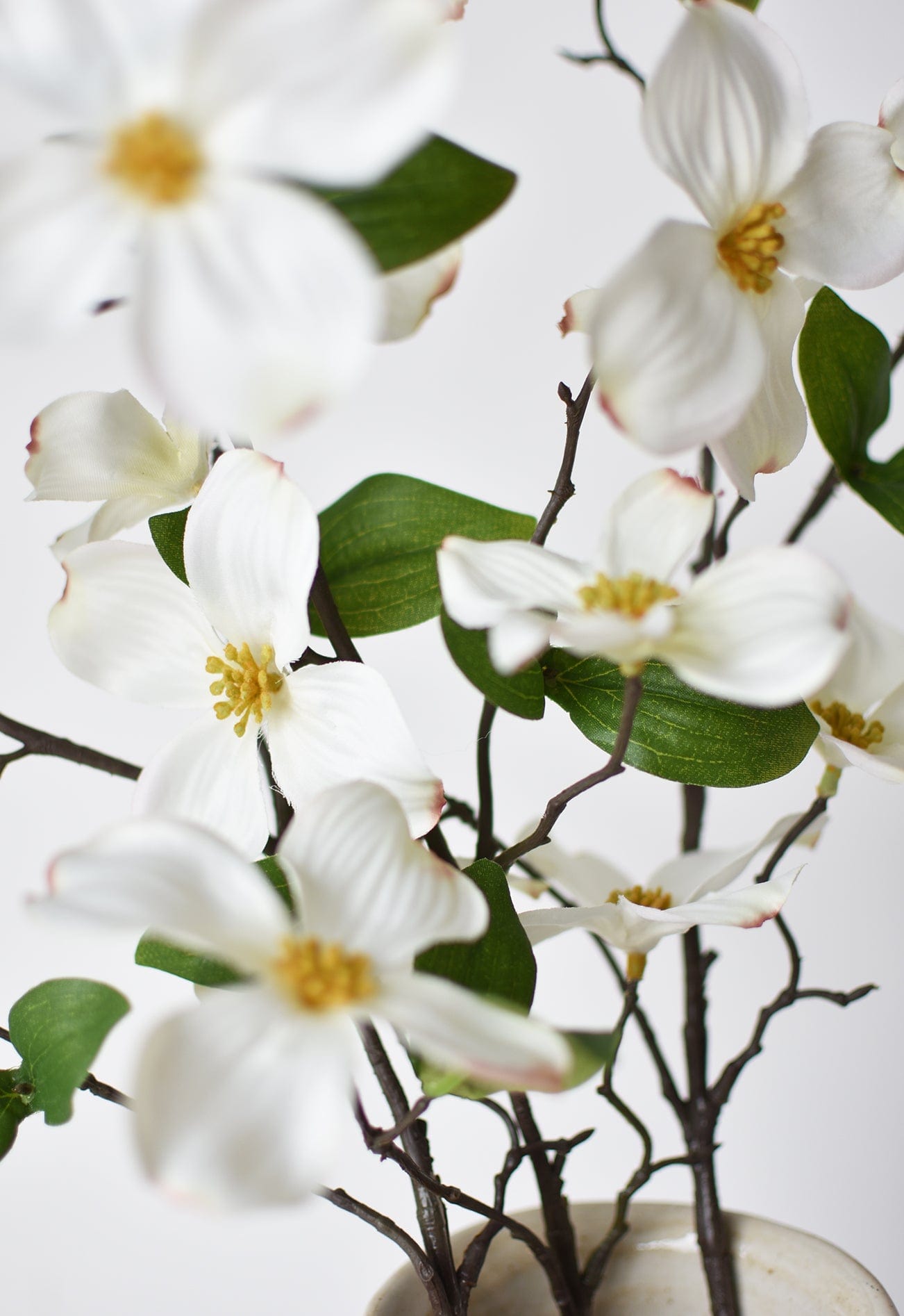 29" Faux Dogwood Branch Stem White