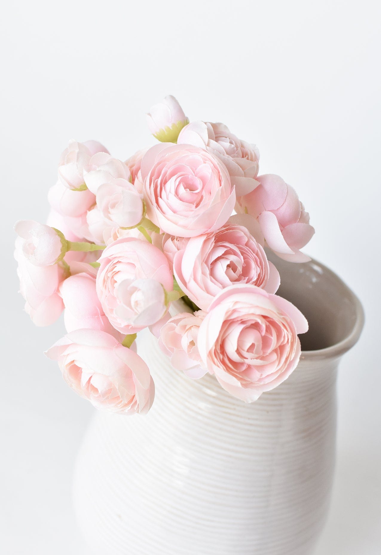 10" Faux Pale Pink Ranunculus Stem Bundle