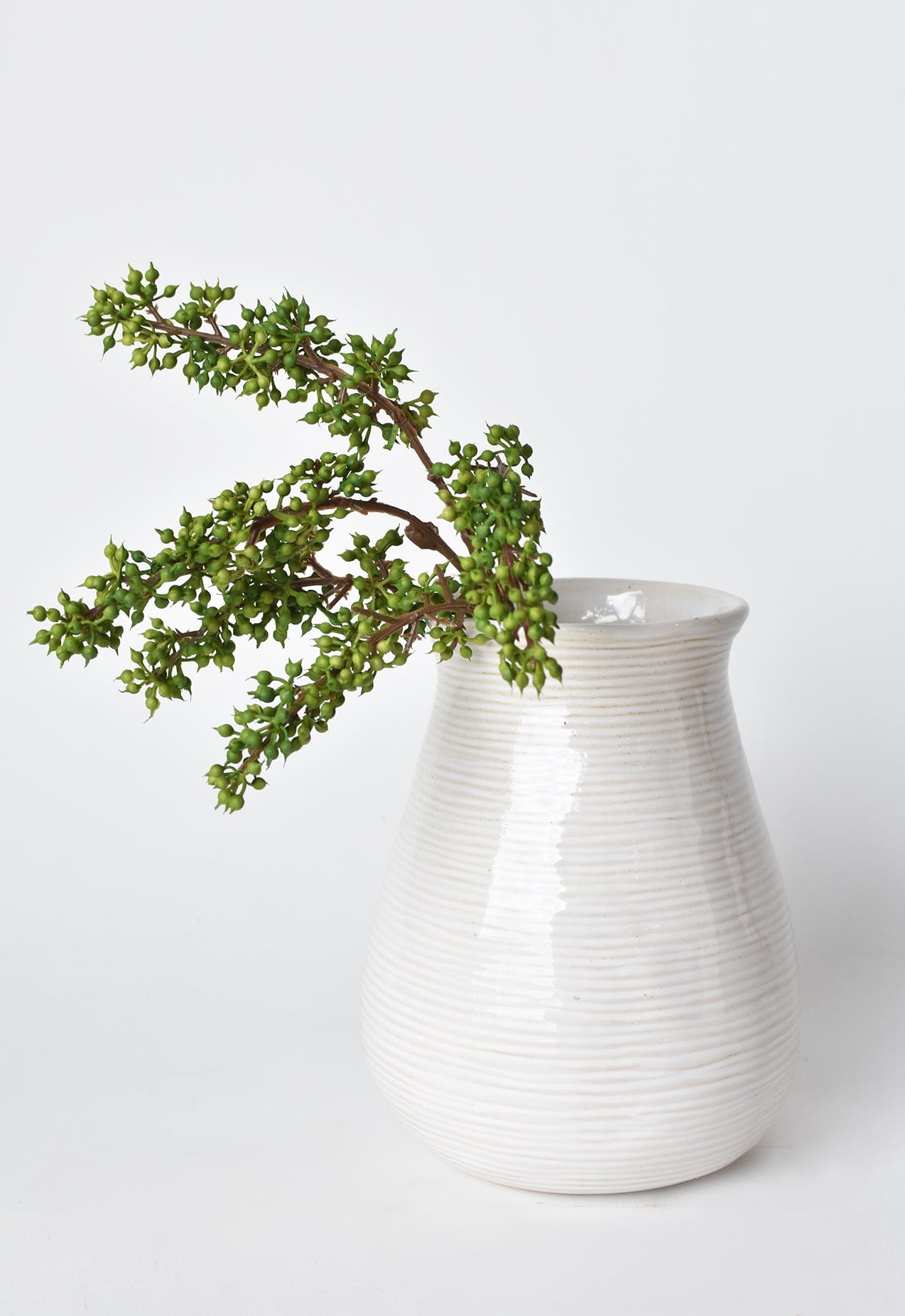 12" Faux Green Sedum Berry Stem