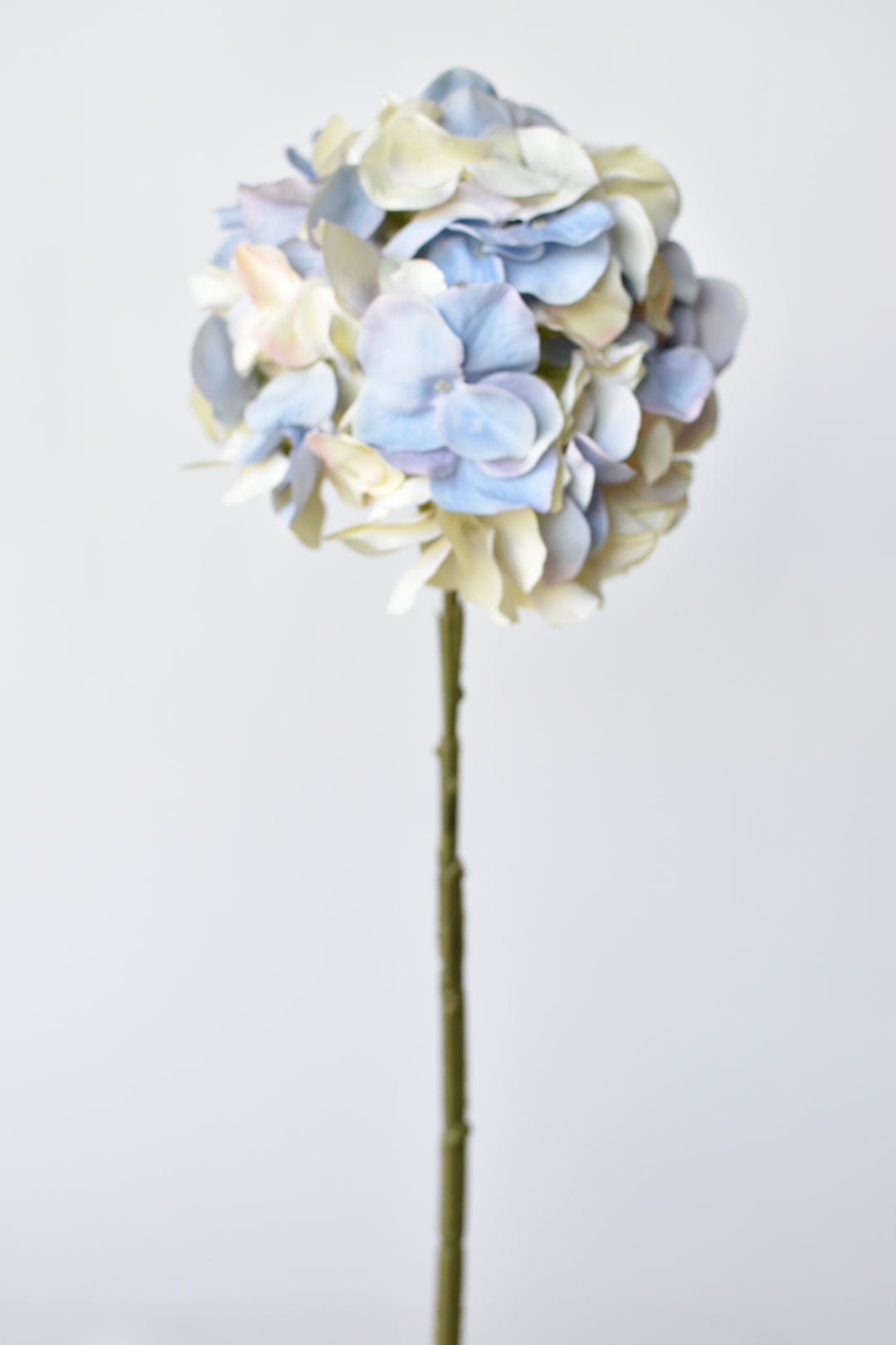 21" Faux Cream Lavender Light Blue Hydrangea Stem