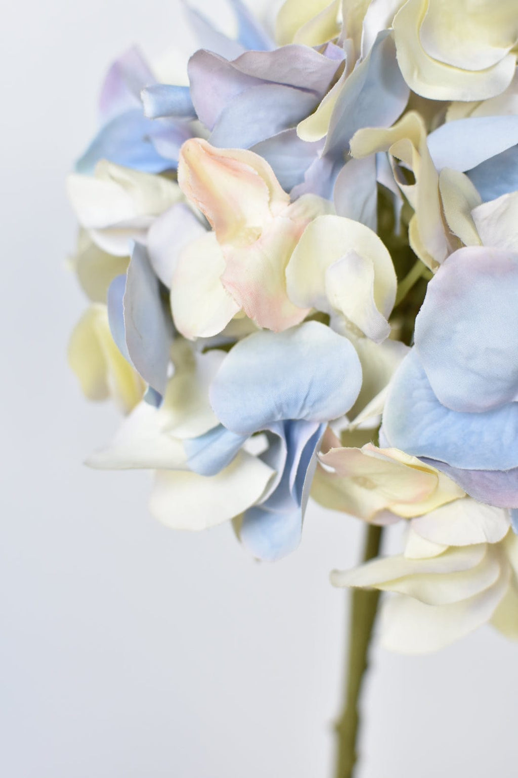 21" Faux Cream Lavender Light Blue Hydrangea Stem