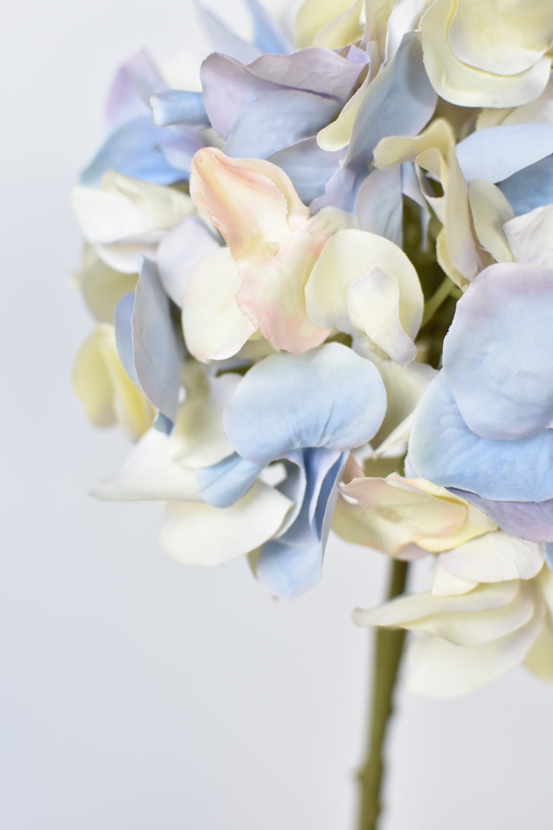 21" Faux Cream Lavender Light Blue Hydrangea Stem