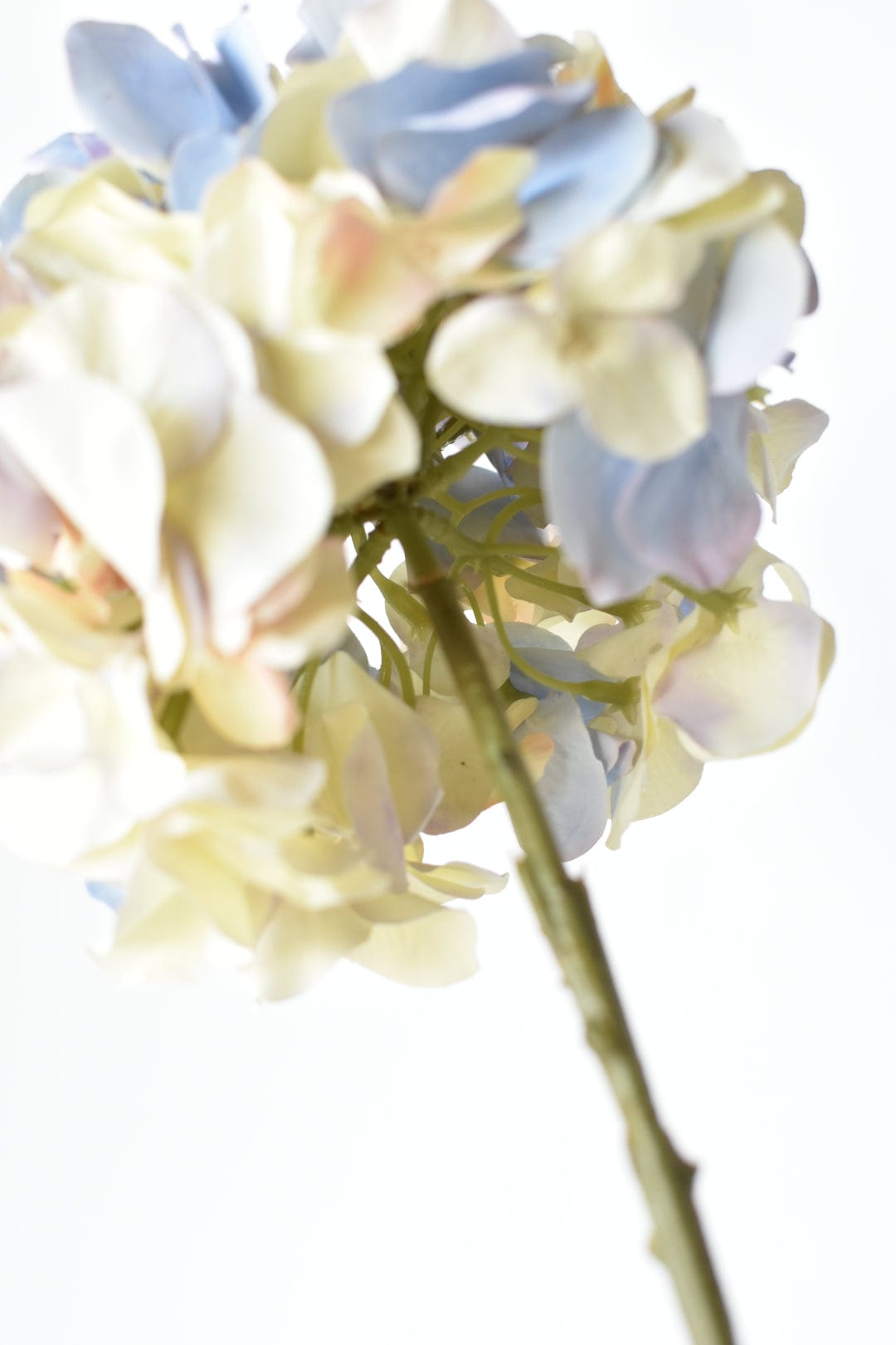 21" Faux Cream Lavender Light Blue Hydrangea Stem