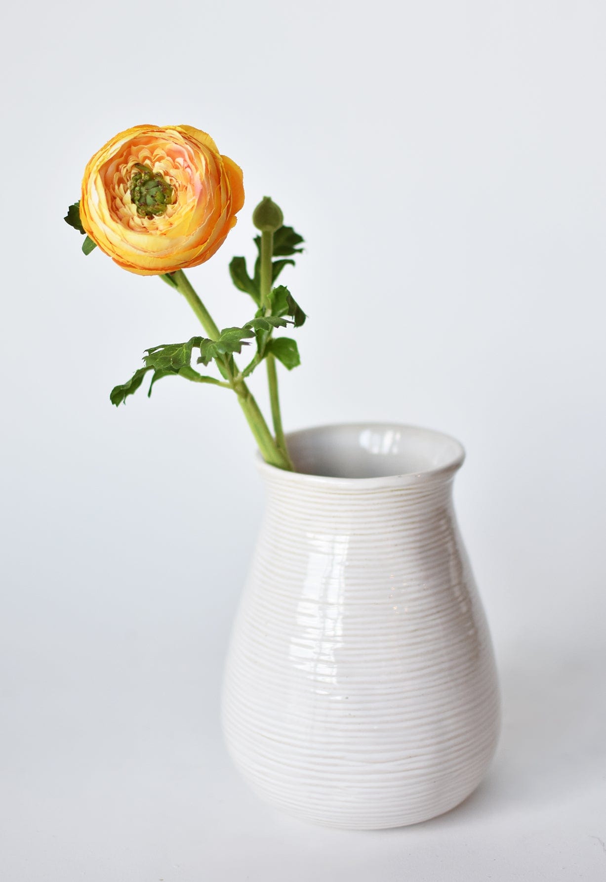 13" Faux Yellow Gold Ranunculus Stem