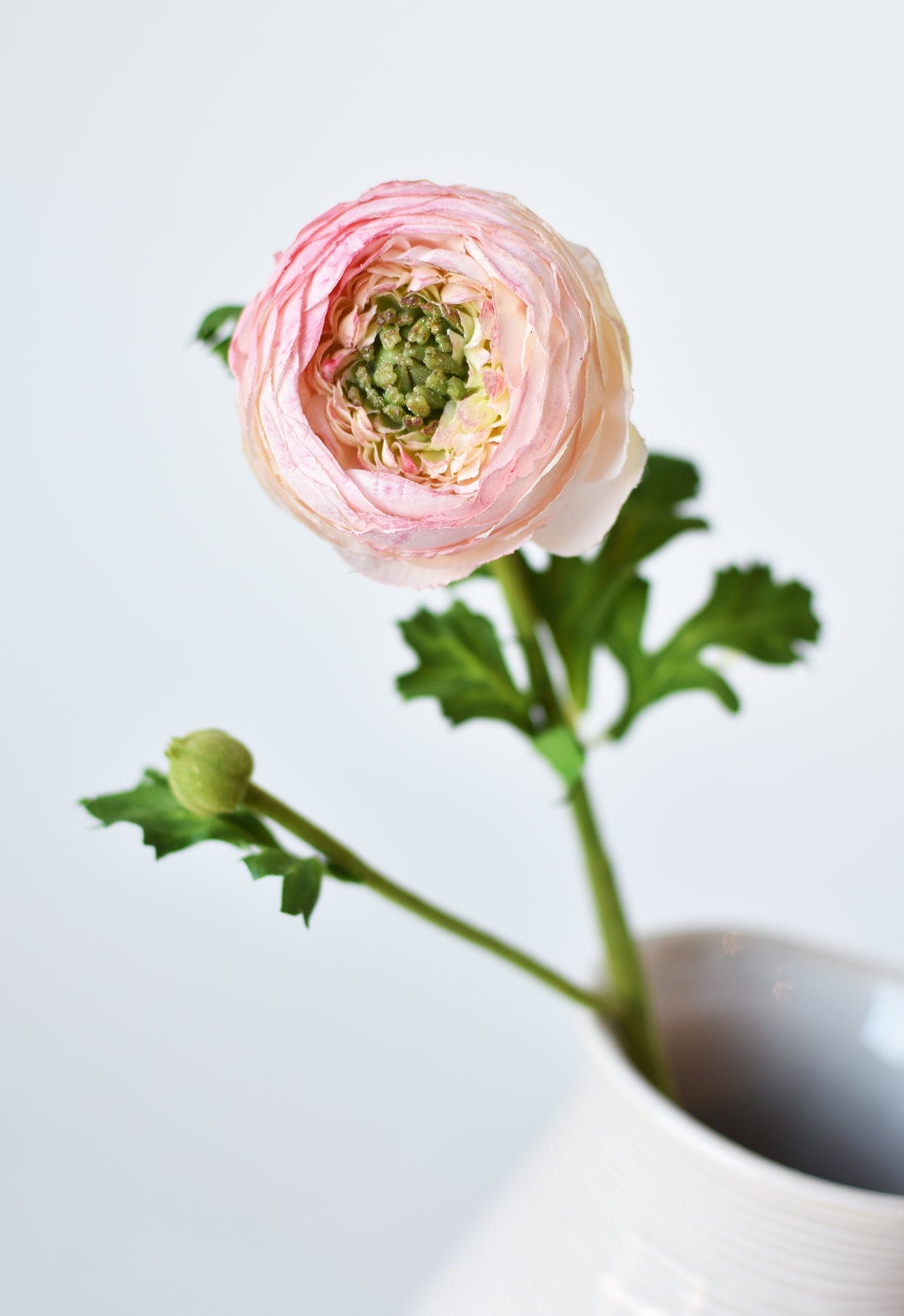 13" Faux Blush Ranunculus Stem