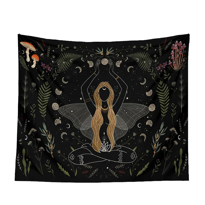 Moon Phase Black Tapestries