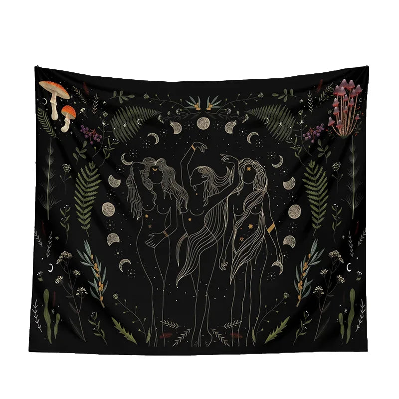 Moon Phase Black Tapestries