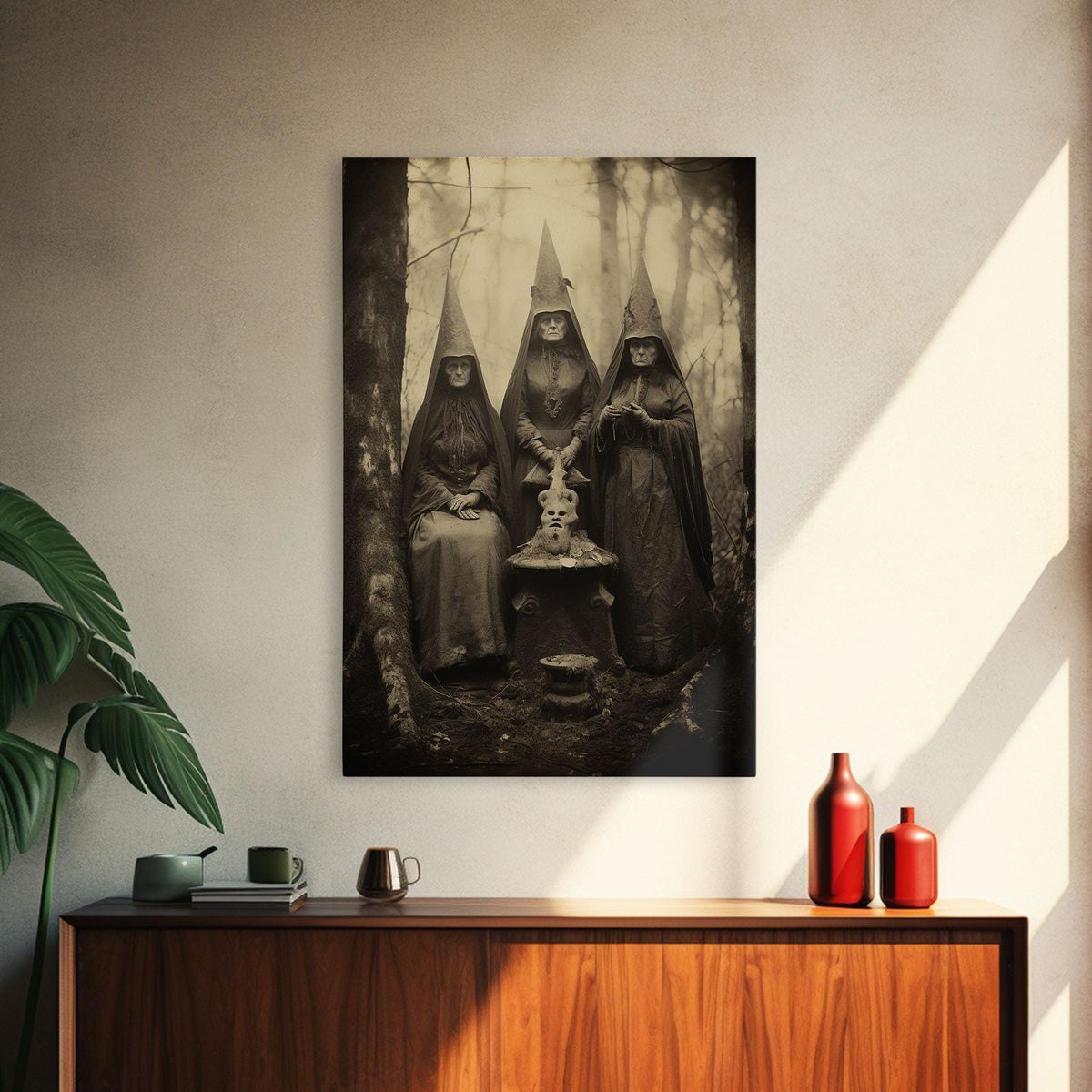 The Coven, Victorian Witches, Vintage Tintype Style Photograph, Framed Canvas Print, Gothic Wall Art, Dark Academia, Witch Art