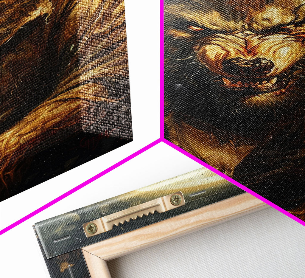 Werewolf Under Full Moon — Framed Halloween Canvas Print