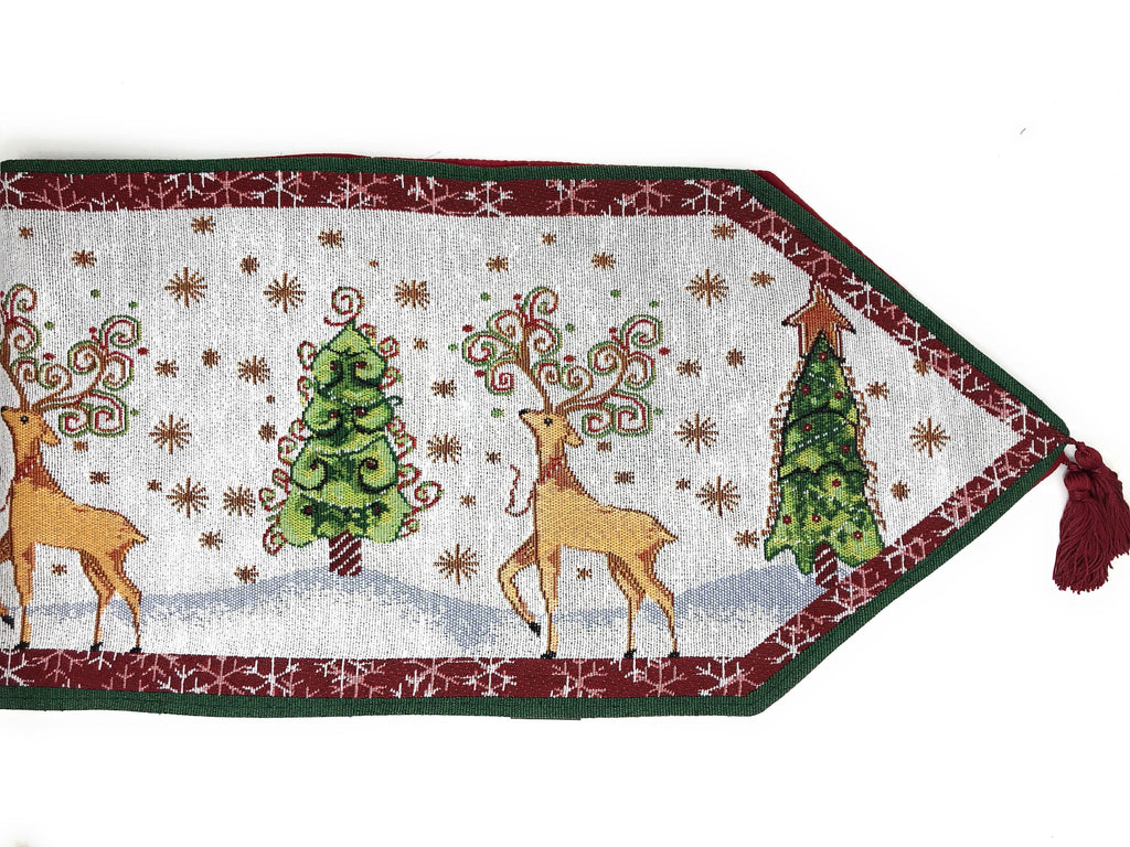 Winter Forest Reindeer Tapestry Table Runner