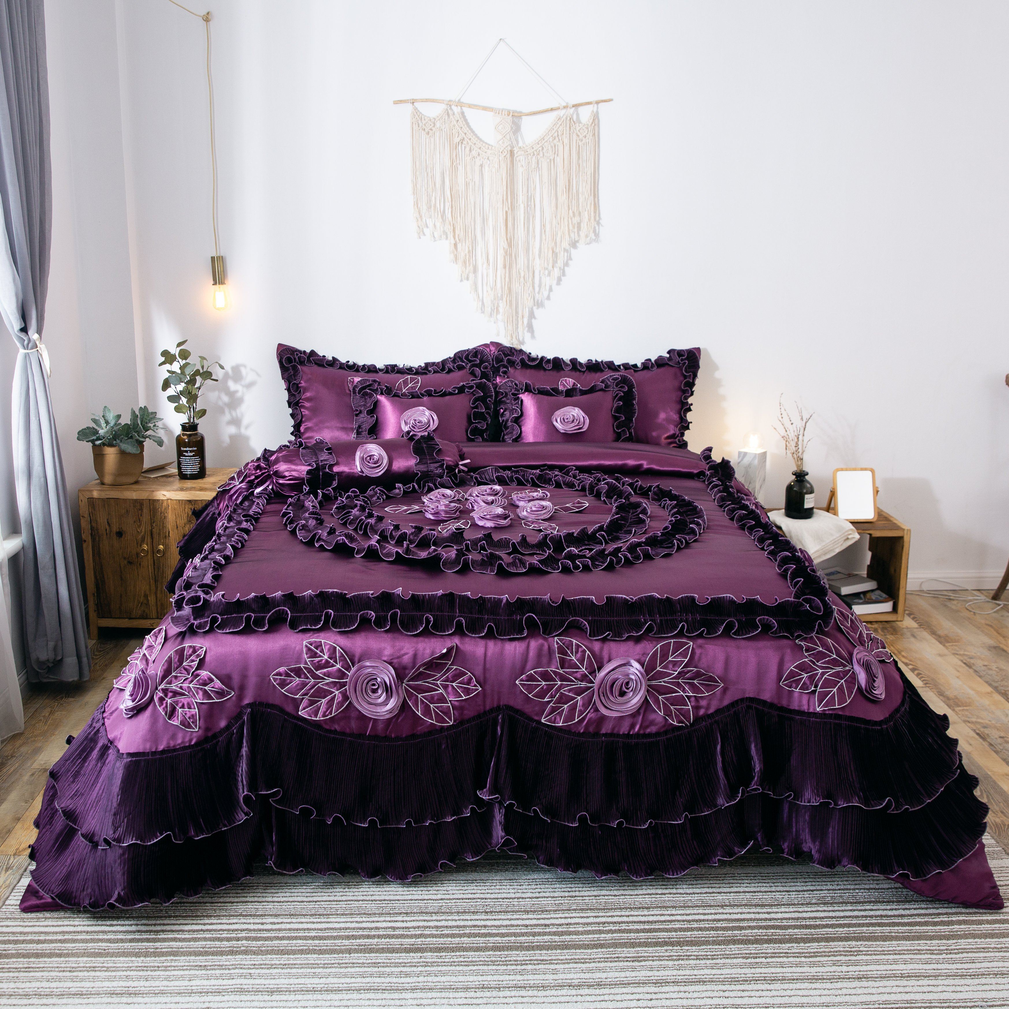 Dark Purple Midnight Bloom Comforter
