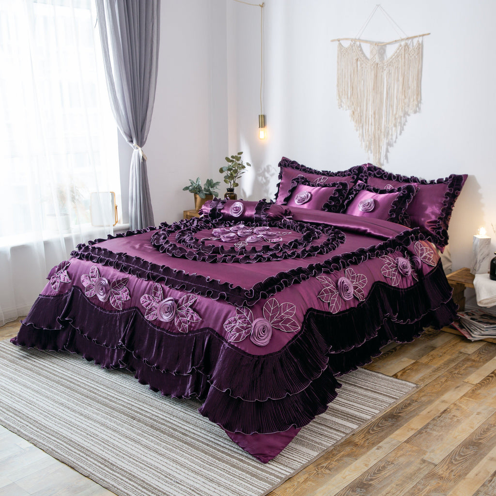 Dark Purple Midnight Bloom Comforter
