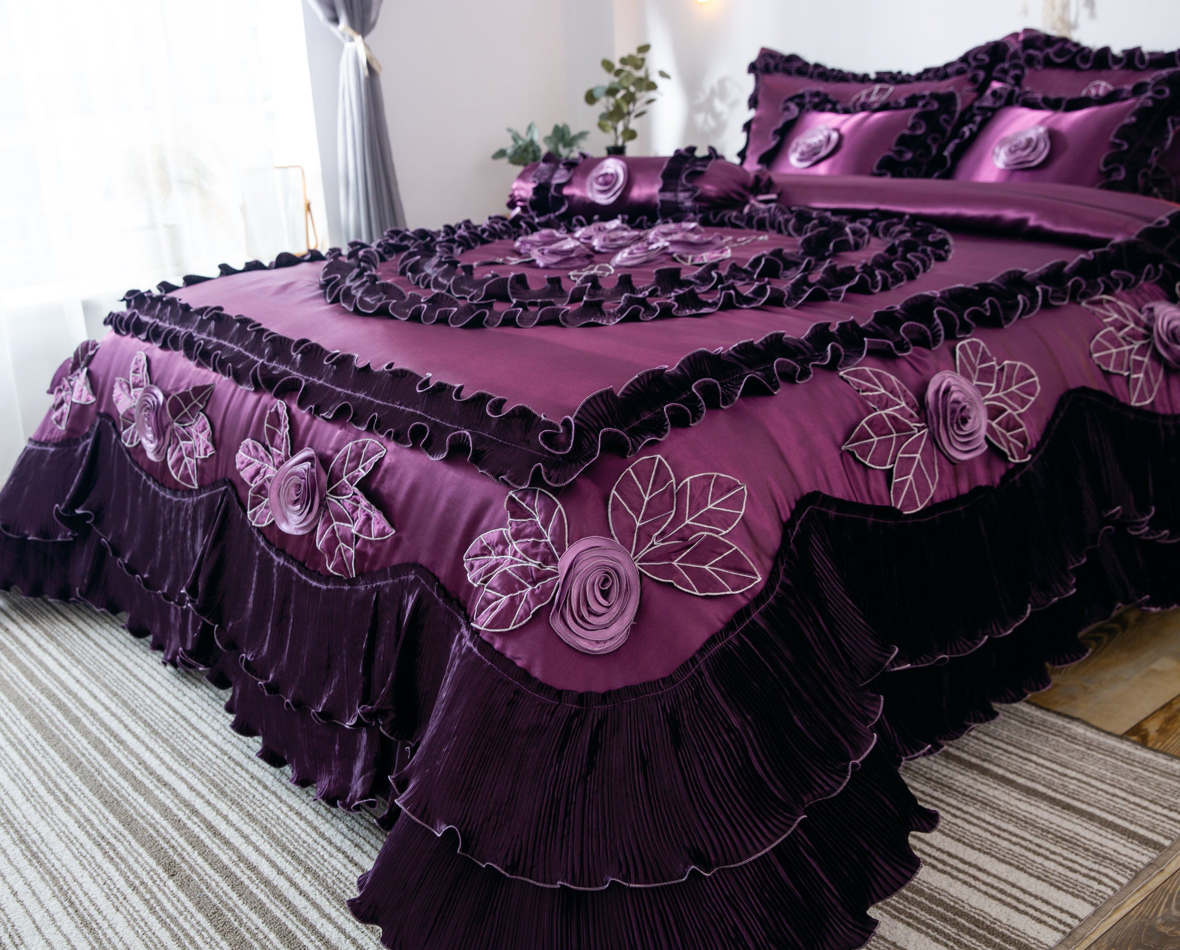 Dark Purple Midnight Bloom Comforter