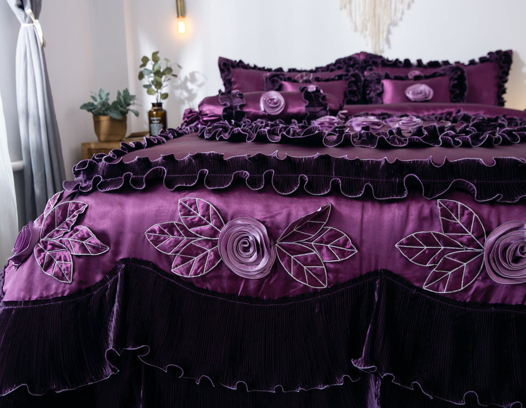 Dark Purple Midnight Bloom Comforter