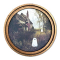 Ghost Cottage Round Framed Canvas Art