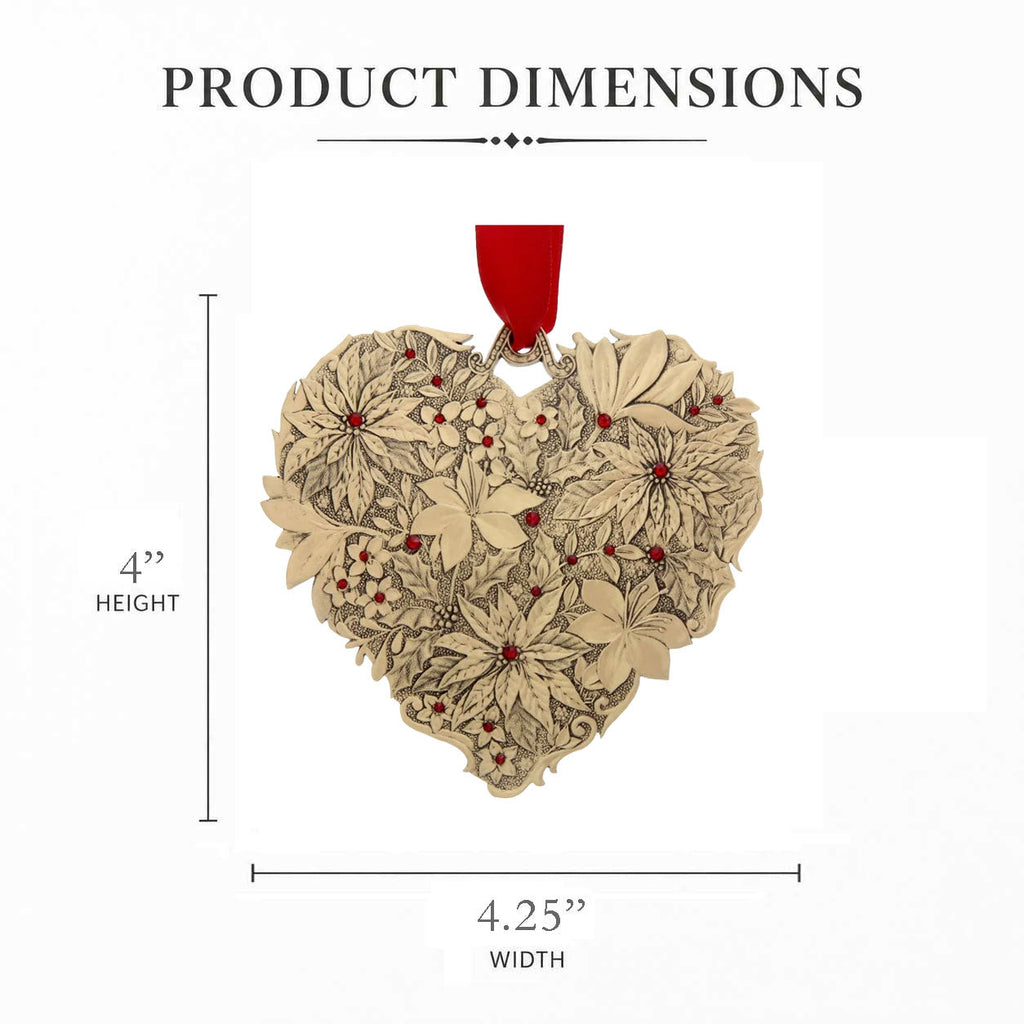 Seasons of Love Winter Floral Heart Ornament with Crystals - Bronze