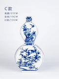 Blue & White Porcelain Flower Bird Vase with Ear Handles – Jingdezhen