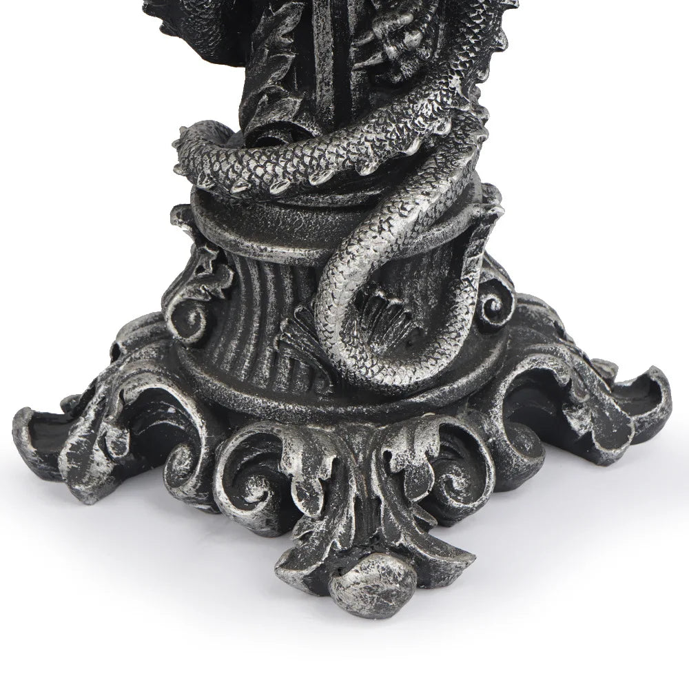 Dragon Candlestick Sculptures — Vintage Gothic Taper Holders