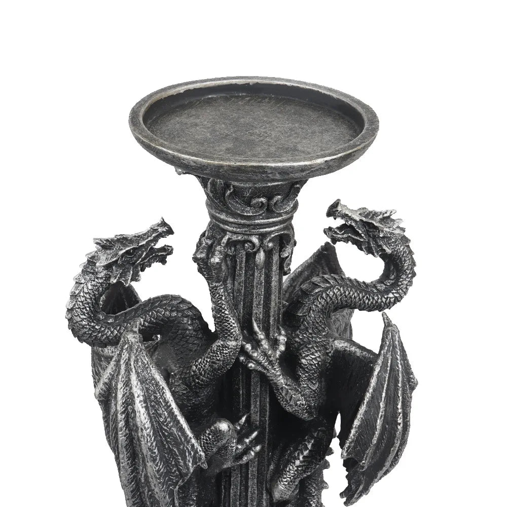 Dragon Candlestick Sculptures — Vintage Gothic Taper Holders