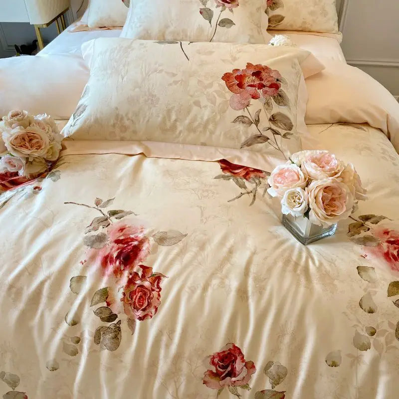 French Vintage Rose Bedding Set — 1000TC Egyptian Cotton