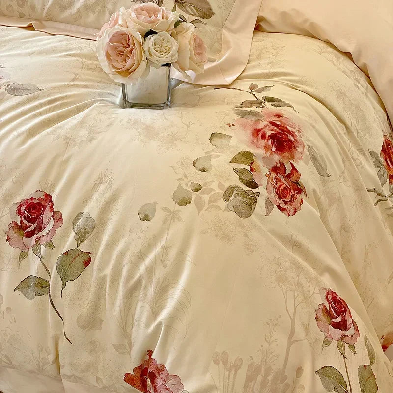 French Vintage Rose Bedding Set — 1000TC Egyptian Cotton