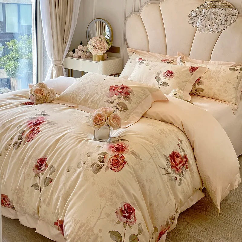 French Vintage Rose Bedding Set — 1000TC Egyptian Cotton