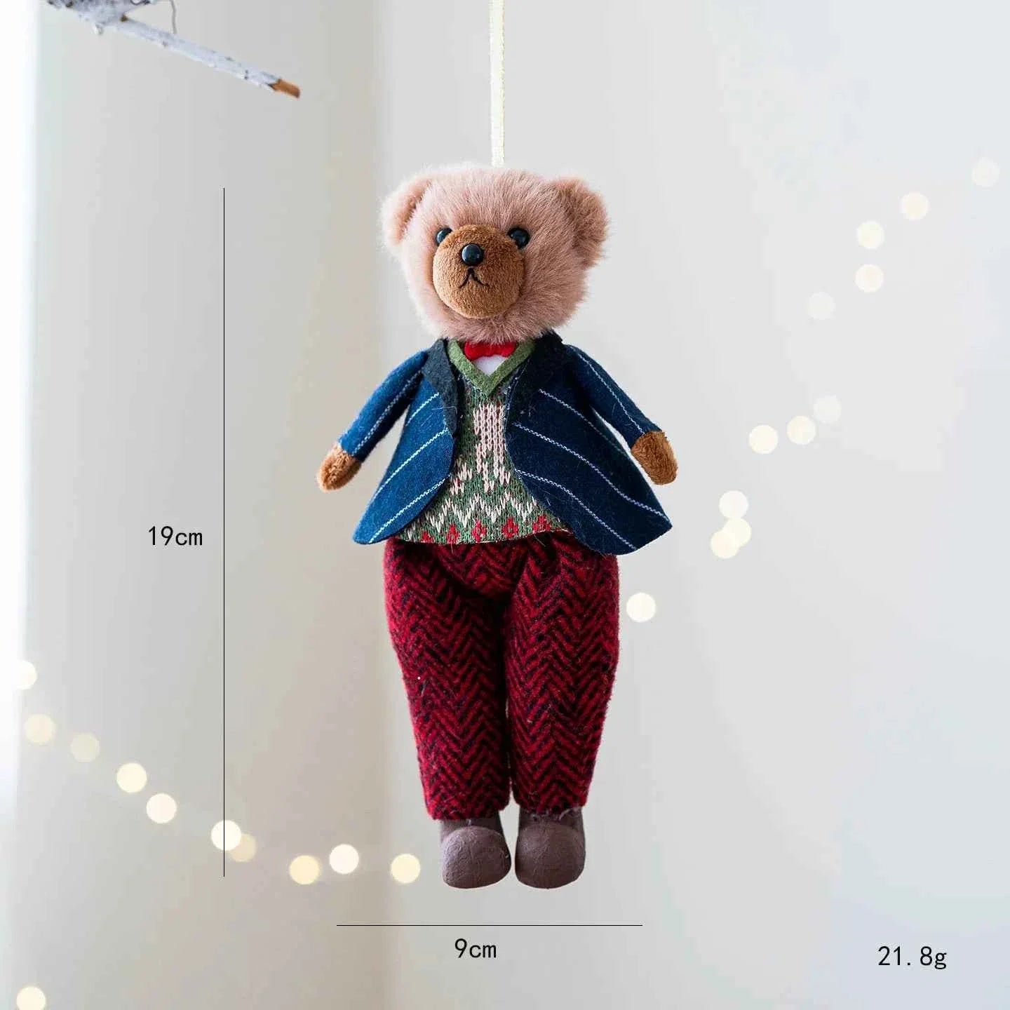 Plush Bird & Bear Couple Christmas Tree Ornament — Handcrafted