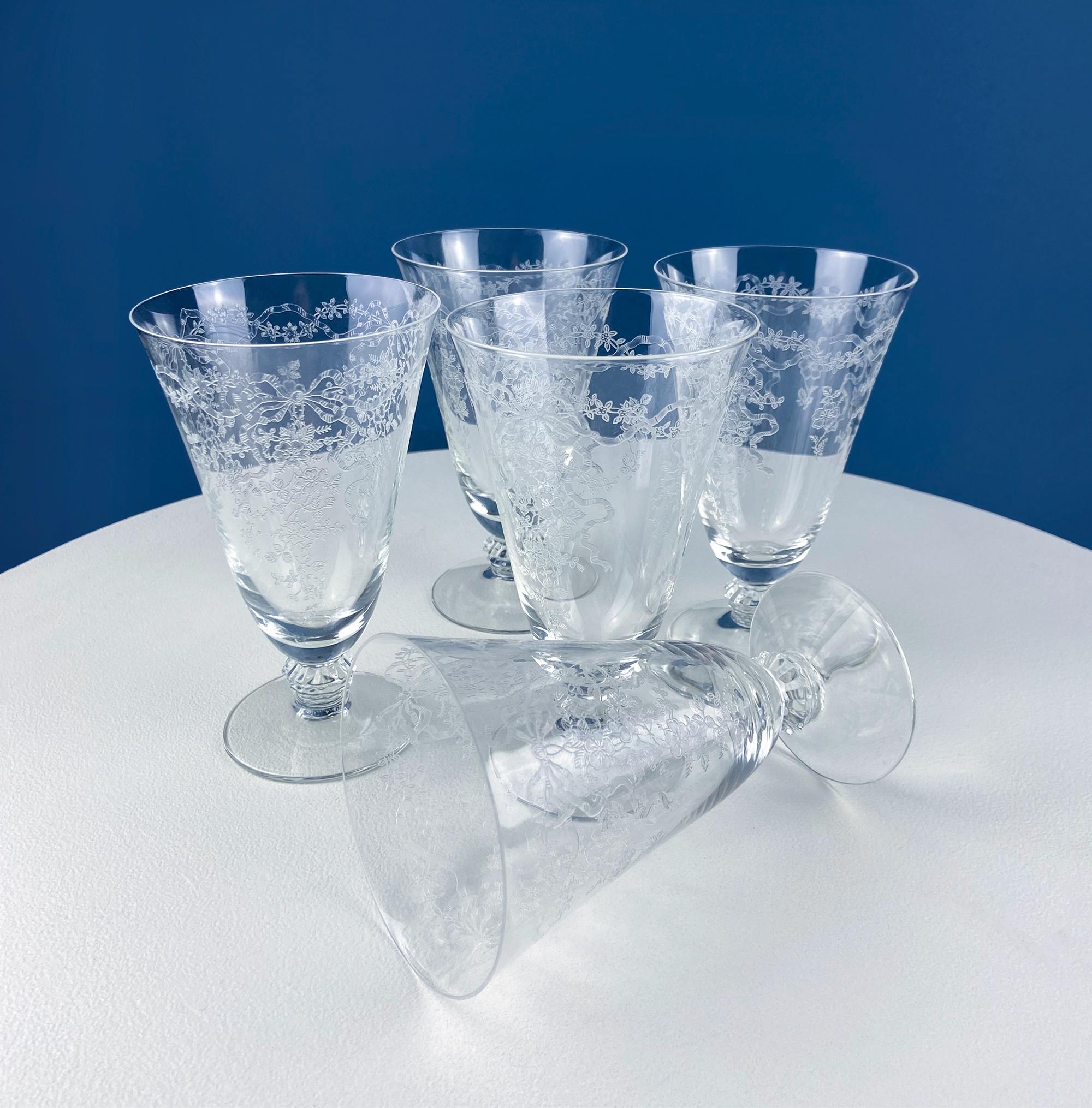 Fostoria Romance Etched Crystal Goblets – Set of 5