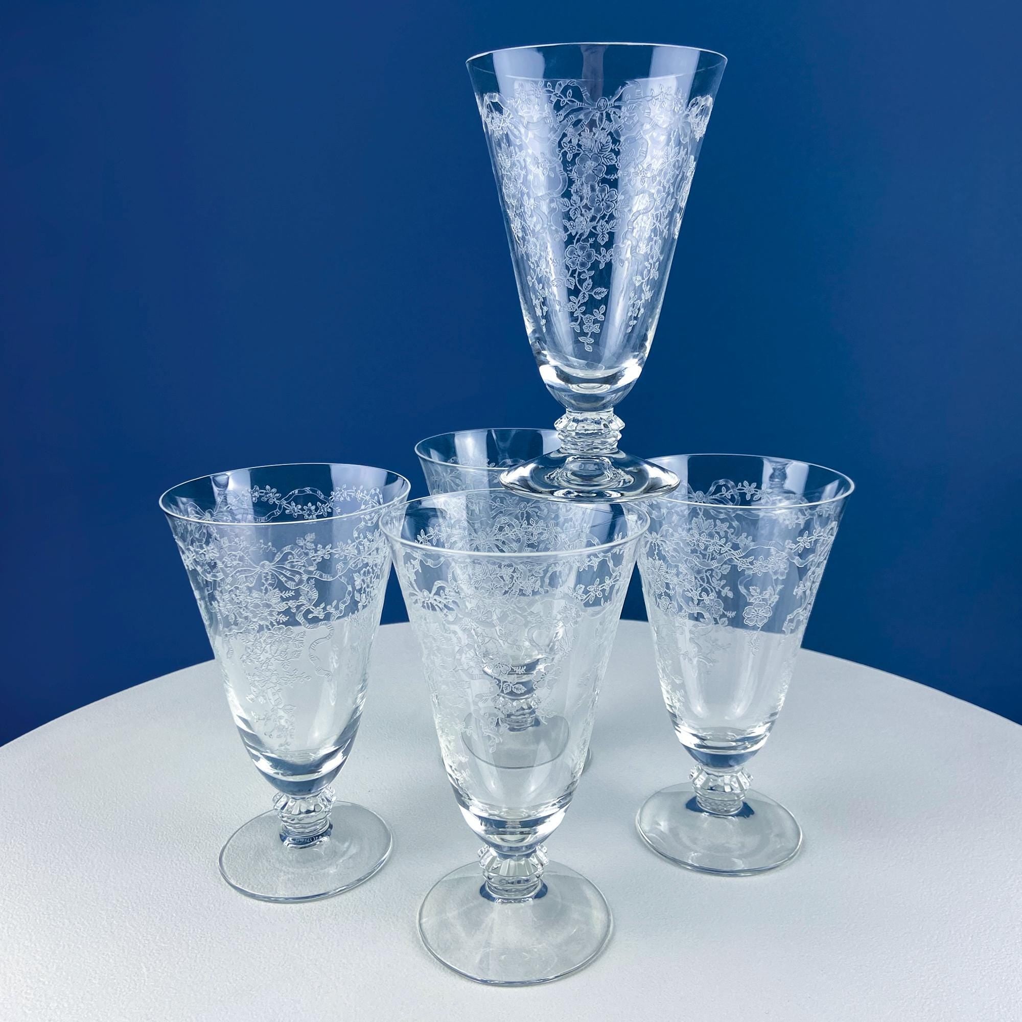 Fostoria Romance Etched Crystal Goblets – Set of 5