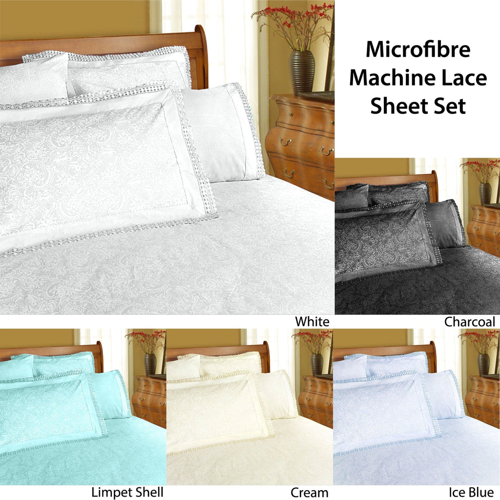 Elegant Lace Sheet Set in Charcoal Gray - Double Size