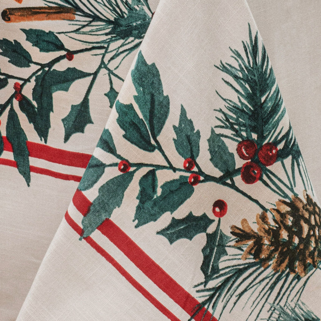 NNEDSZ Ladelle 100% Cotton Evergreen Festive Christmas Holiday Tablecloth 150 x 300 cm