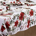 NNEDSZ 100% Cotton Ashdene Poinsettia Festive Christmas Holiday Tablecloth 150 x 300 cm