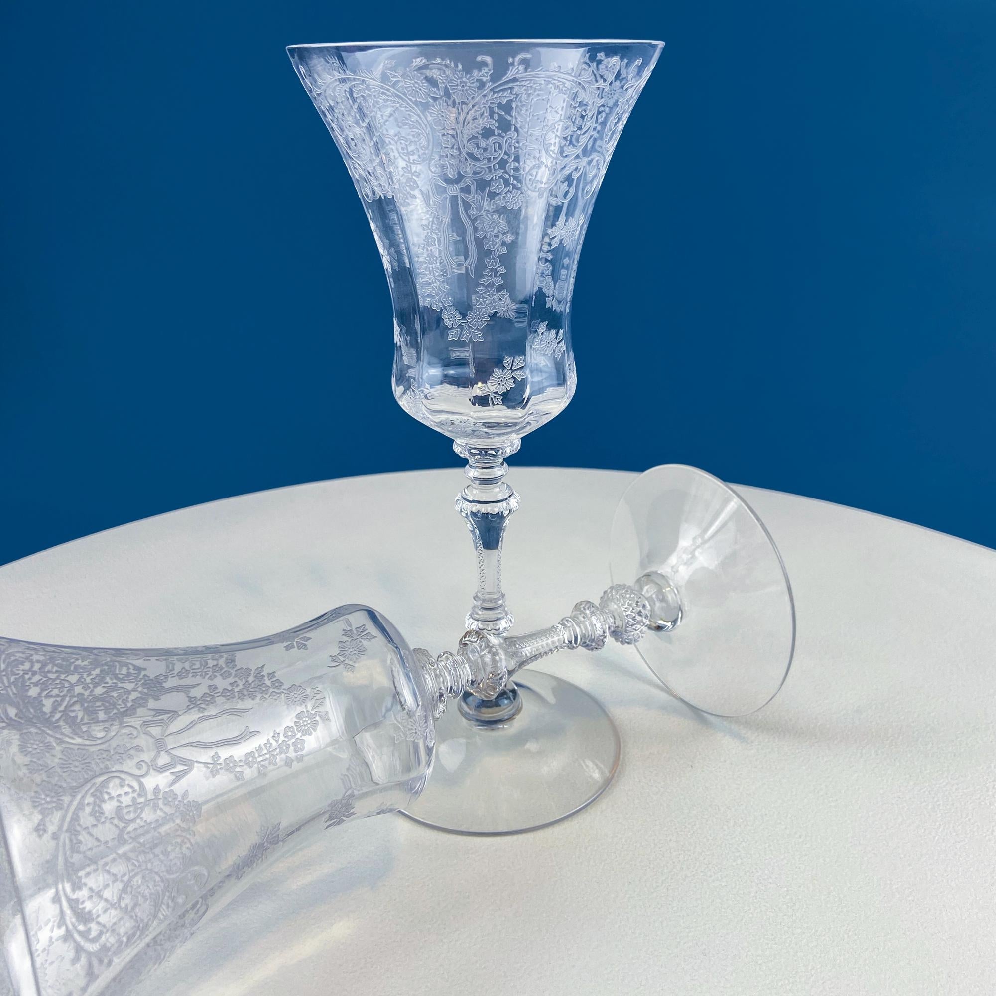Cambridge Minerva Etched Crystal Wine Goblets – Set of 4