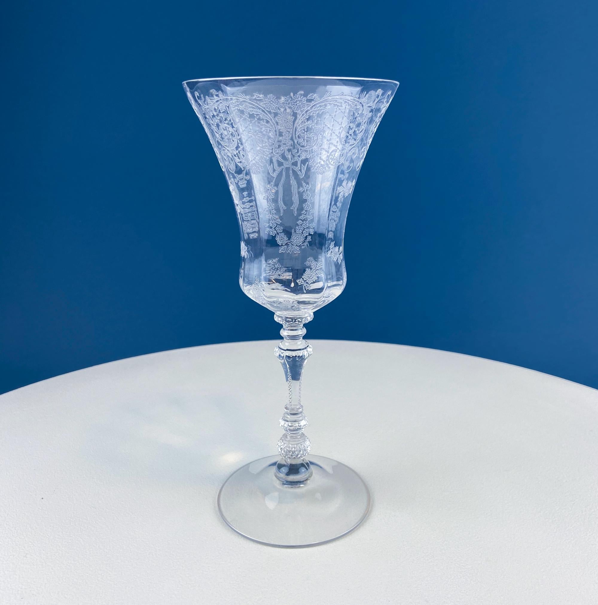 Cambridge Minerva Etched Crystal Wine Goblets – Set of 4