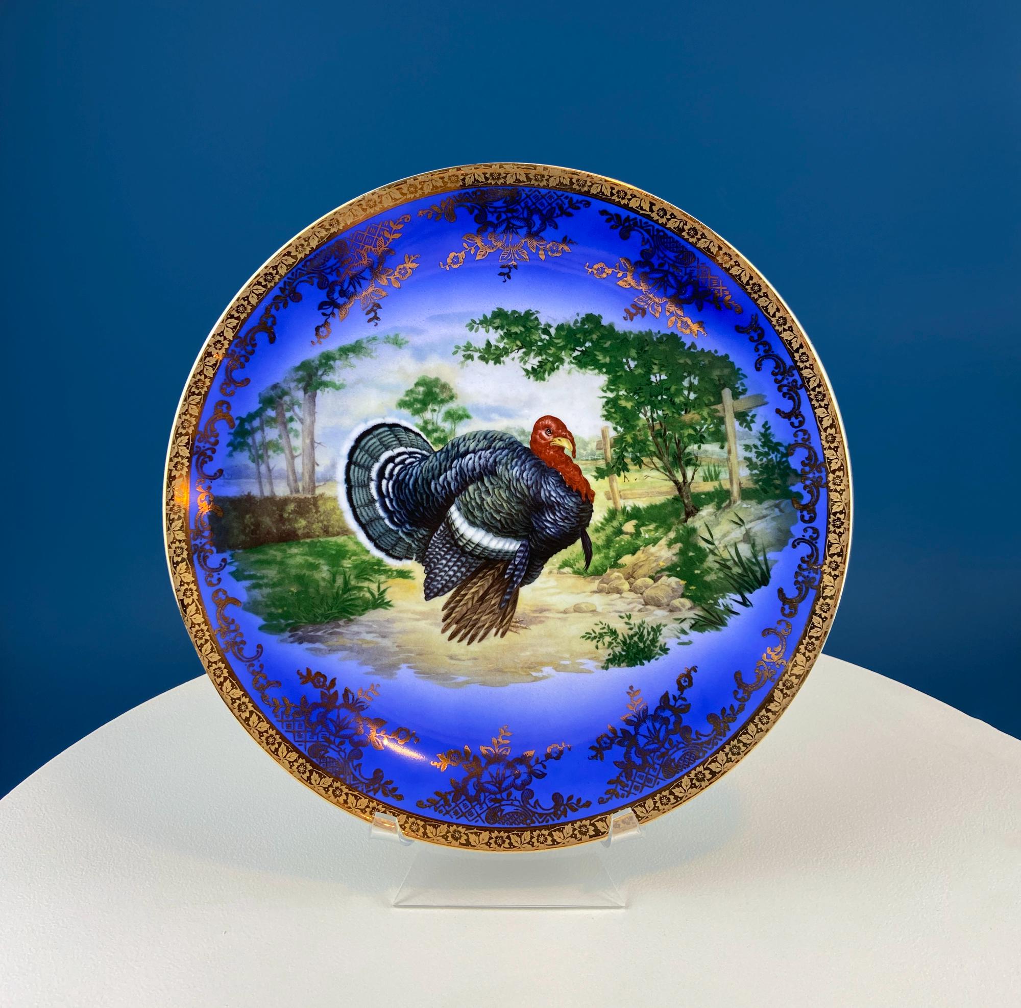 Vintage Cobalt Blue & Gold Turkey Platter – Made in Bavaria