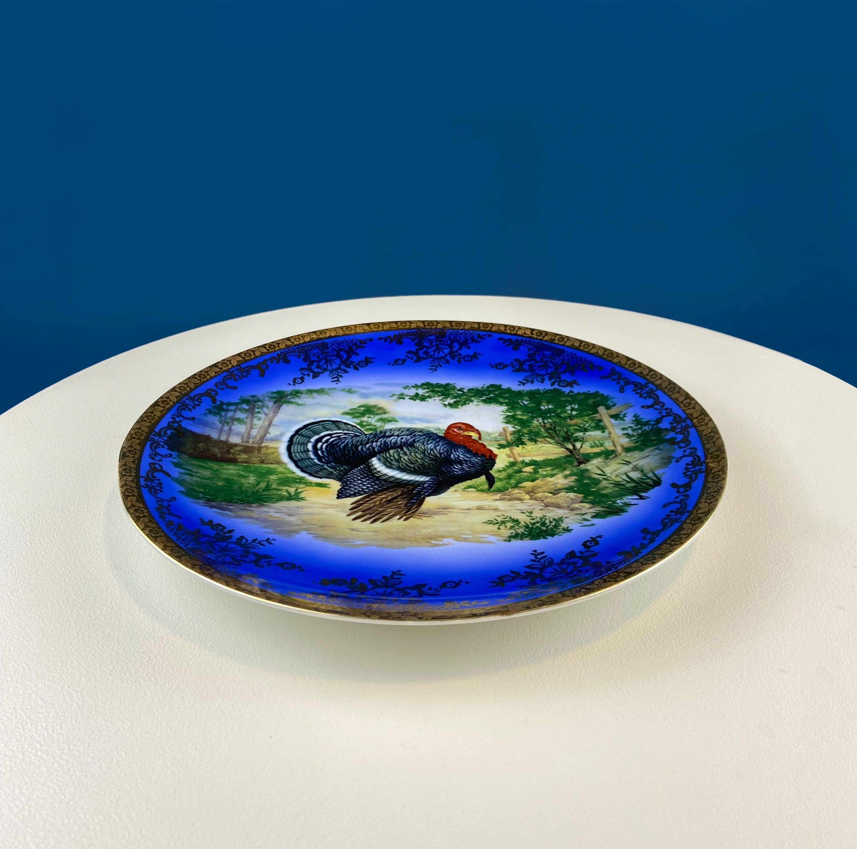 Vintage Cobalt Blue & Gold Turkey Platter – Made in Bavaria