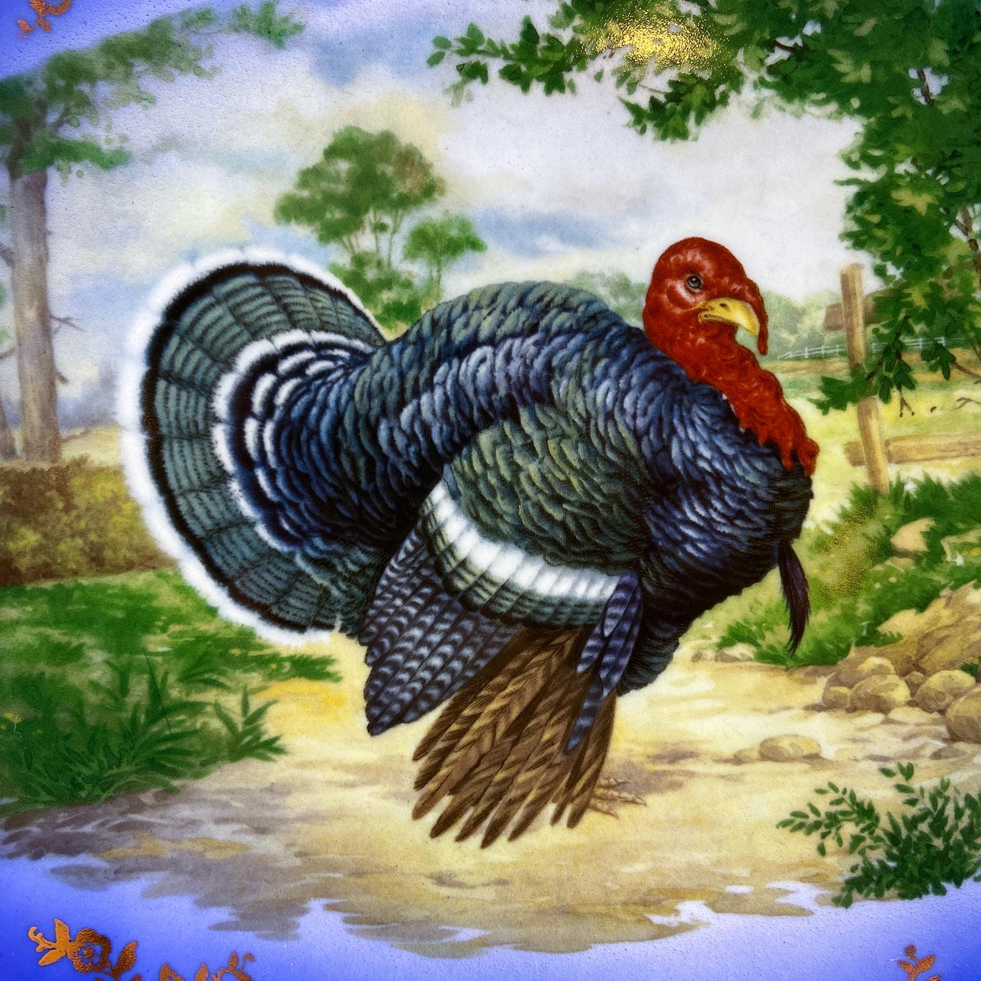 Vintage Cobalt Blue & Gold Turkey Platter – Made in Bavaria