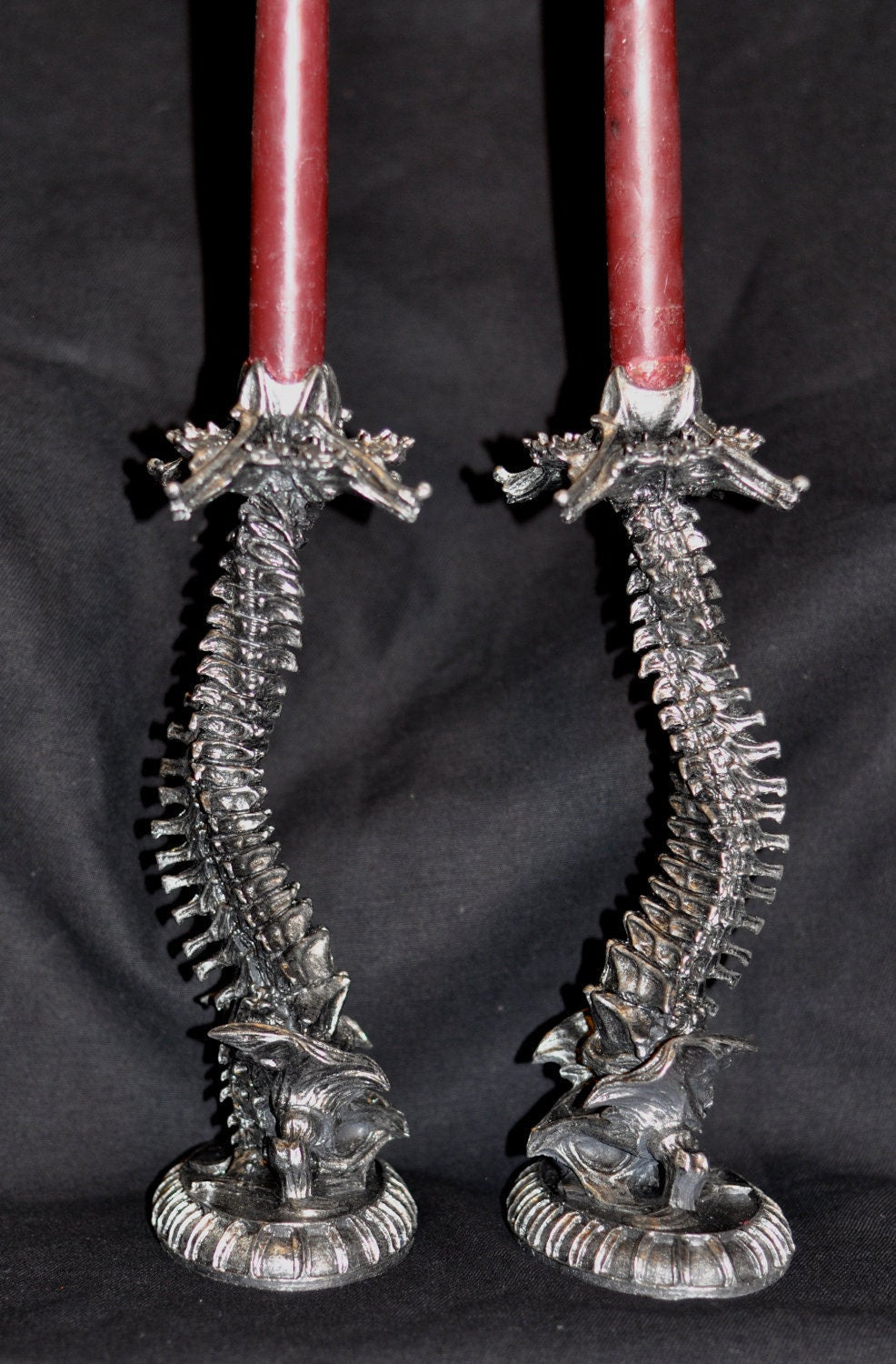 Helix Ossuary Candlestick Holders — Pair
