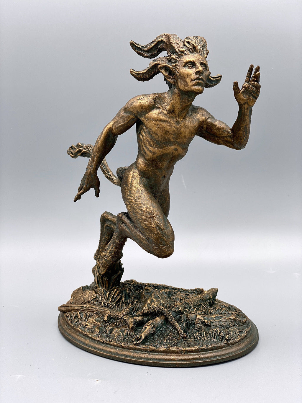 Running Satyr Hand-Painted Resin Figurine