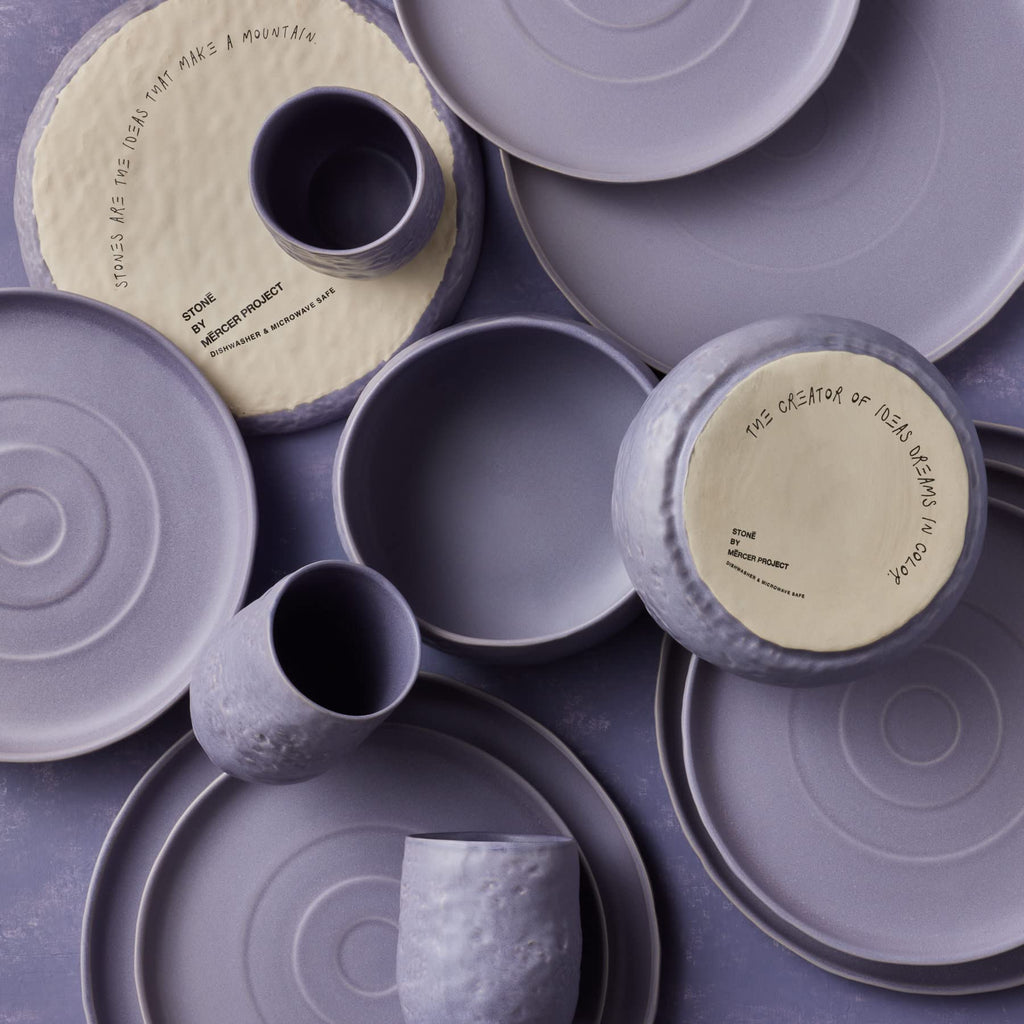 32-Piece Reactive Glaze Stoneware Dinnerware Set in Lavender