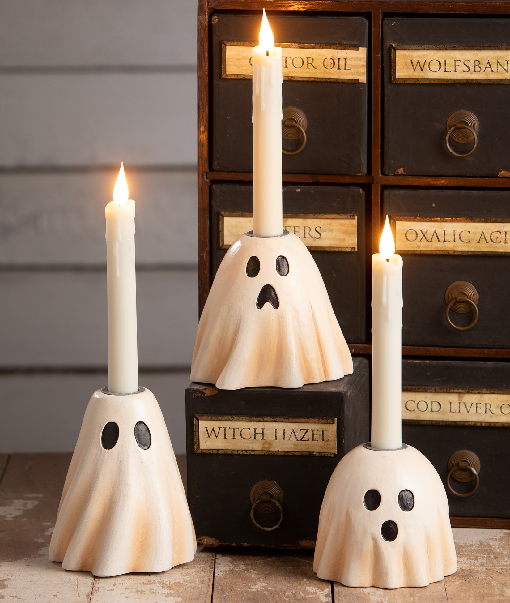Scared Ghost Candlestick | Halloween Decor | Bethany Lowe