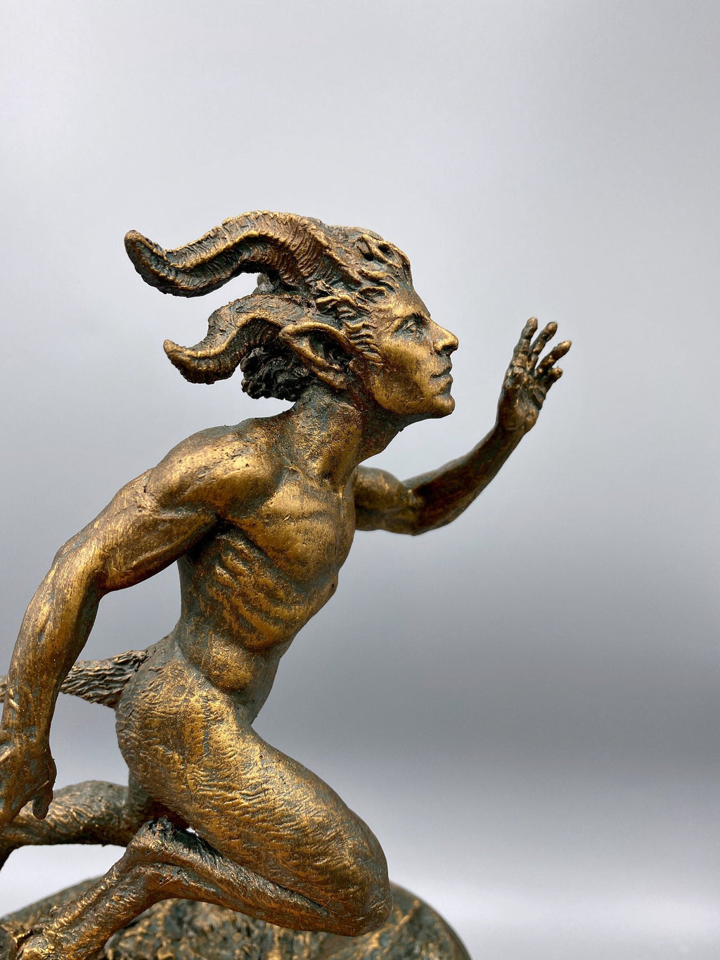 Running Satyr Hand-Painted Resin Figurine