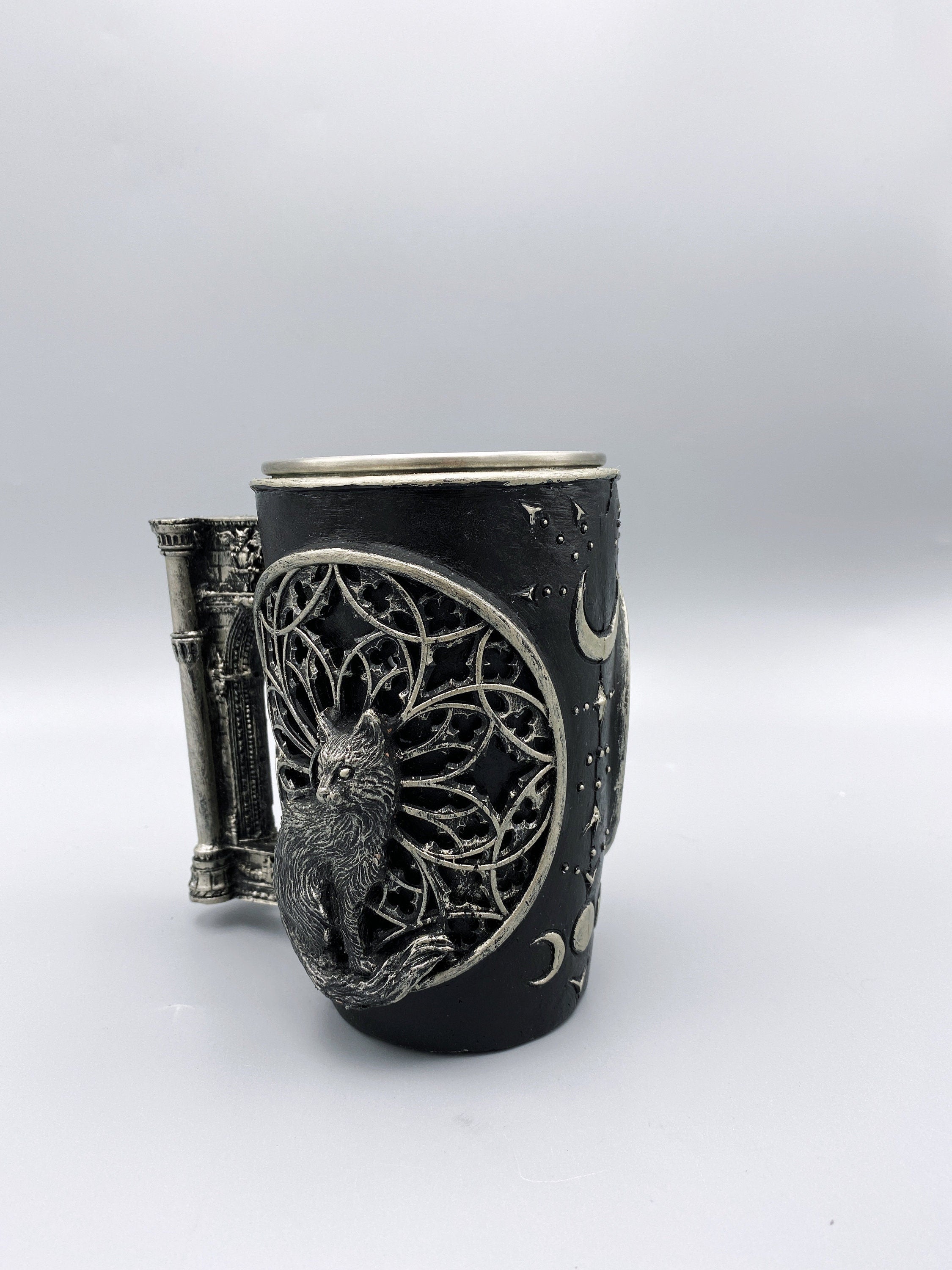 Cat and Gothic Cathedral Window Art Mug