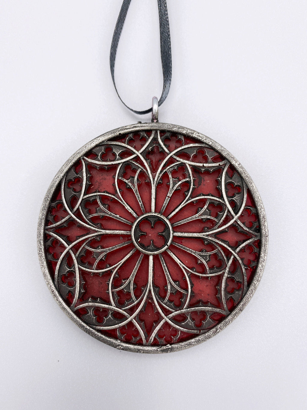 Gothic Cathedral Window Ornament — Translucent Red