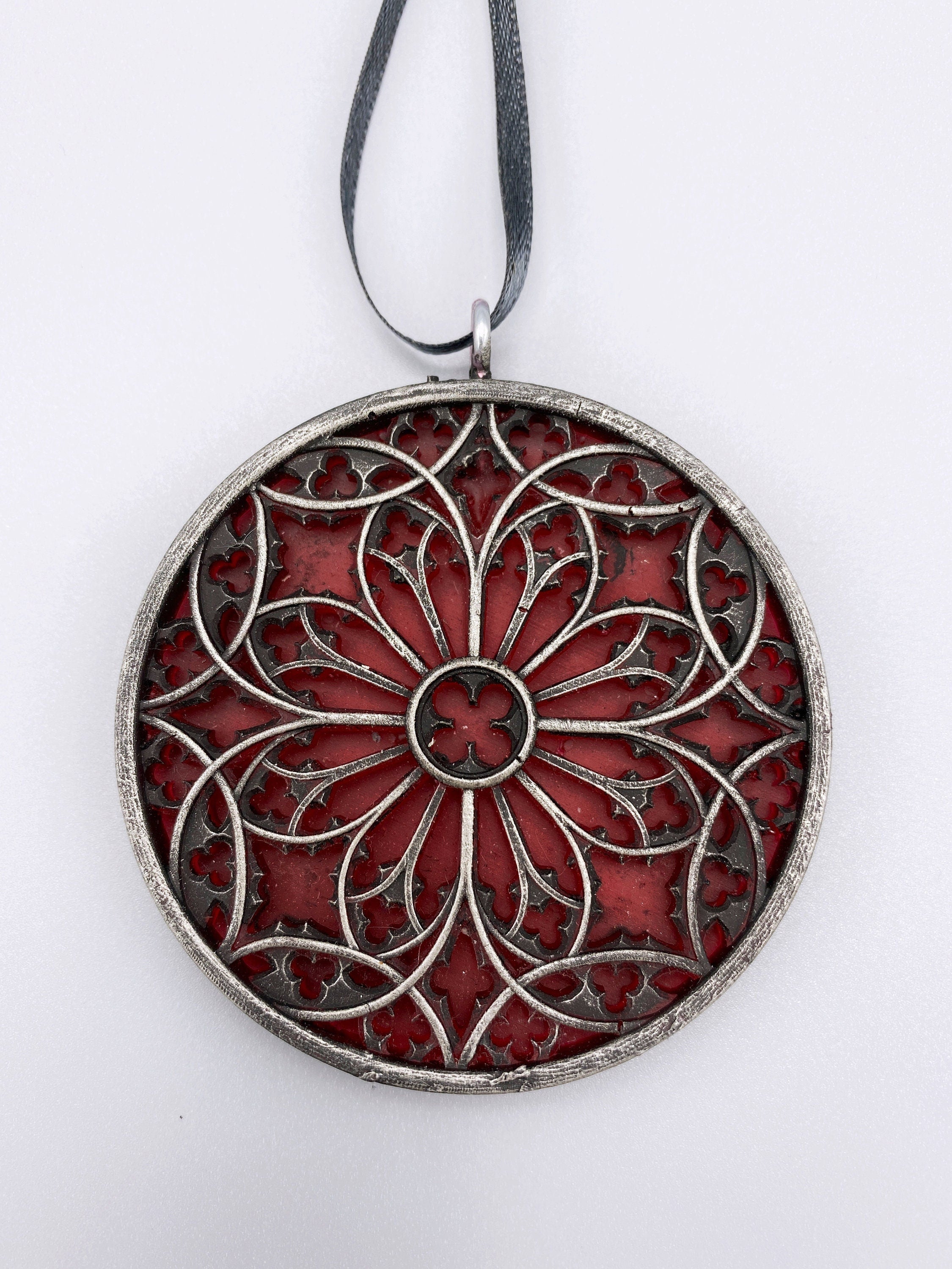 Gothic Cathedral Window Ornament — Translucent Red