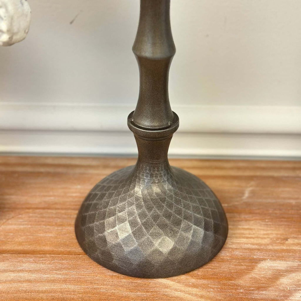 Antique Bronze Hammered Metal Candle Holders for Pillar Candles