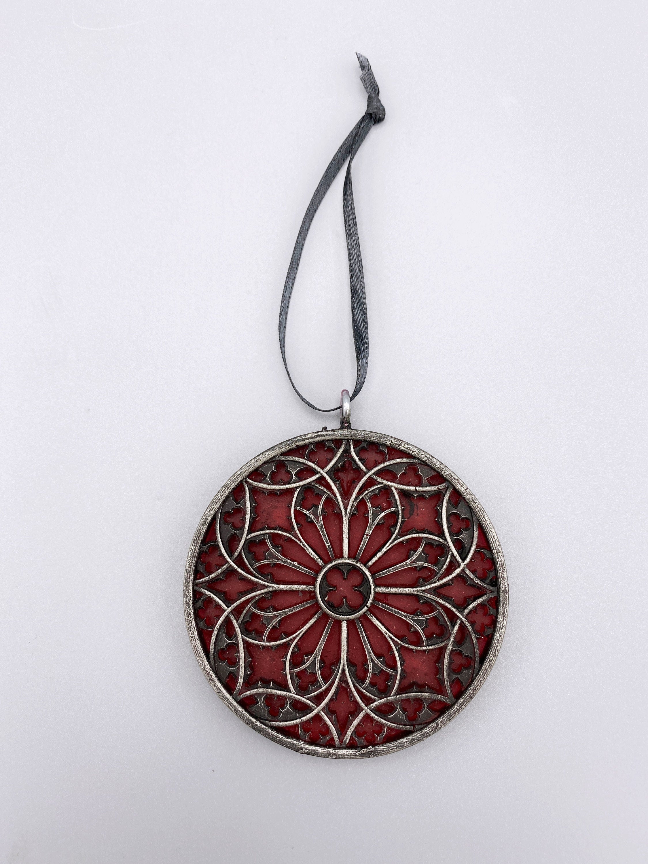 Gothic Cathedral Window Ornament — Translucent Red