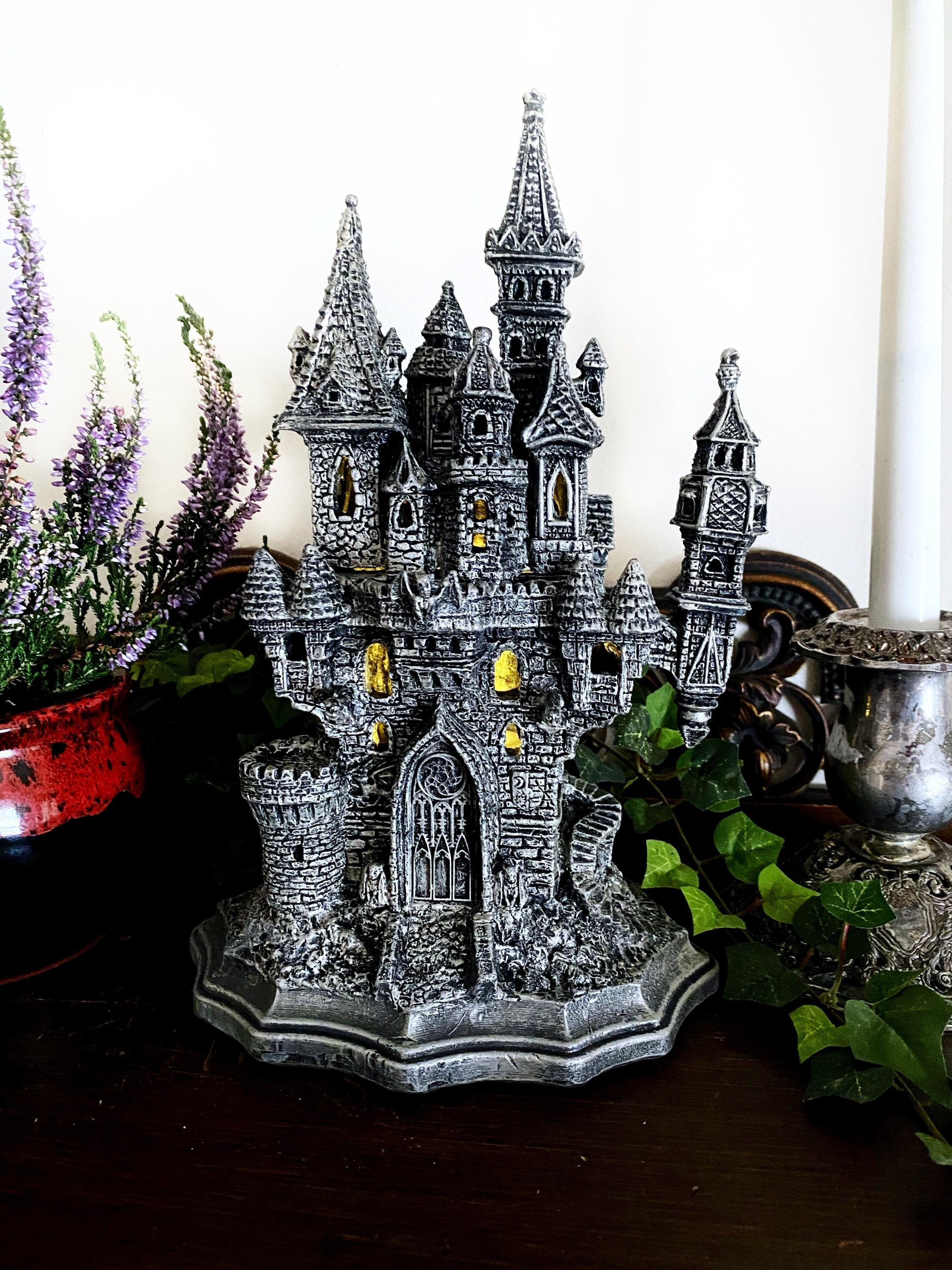 Castle Dracula Sculpture with LED Tea Light